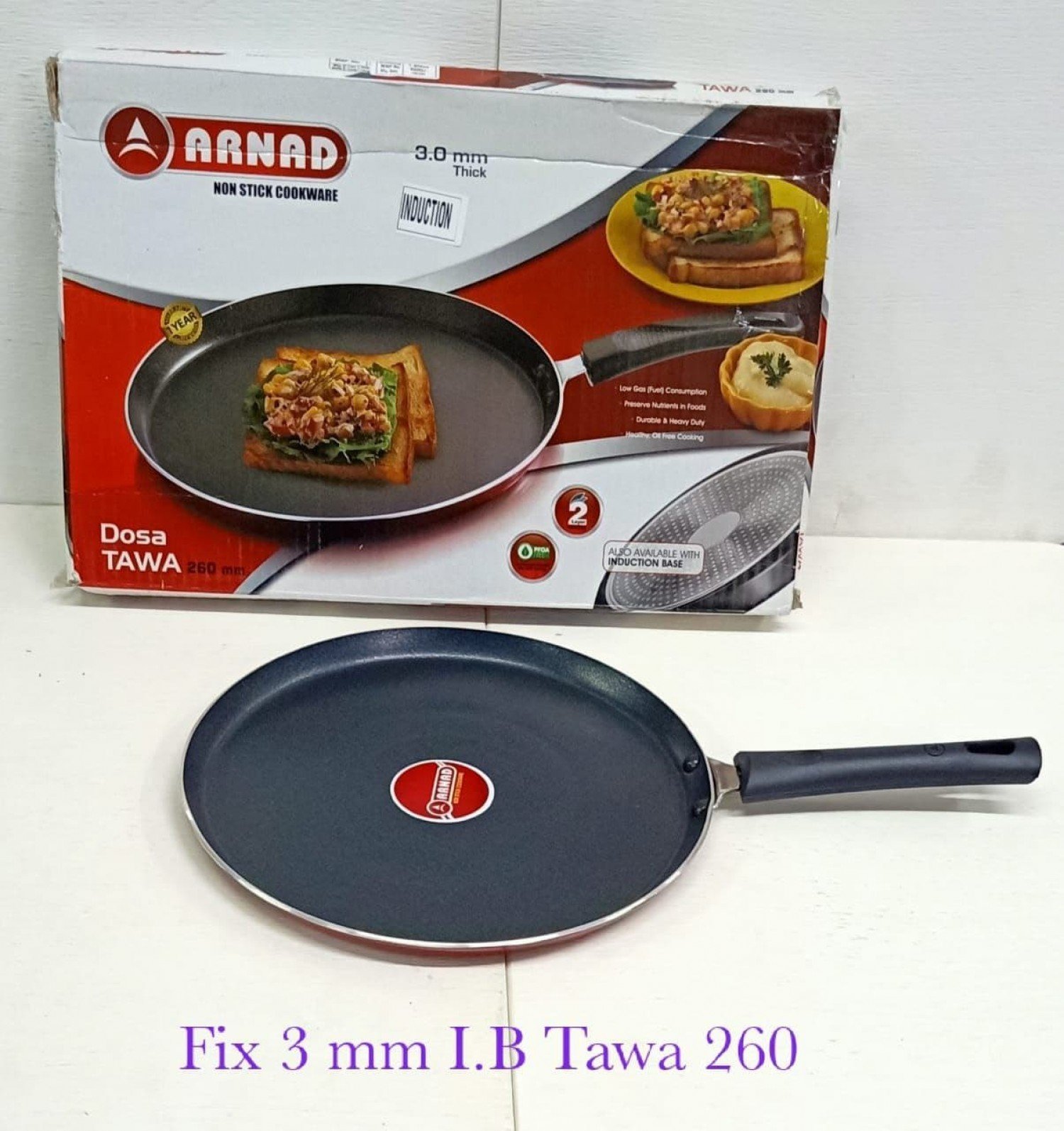 3 MM INDUCTION BASE TAWA (260*3MMFIXED) 	