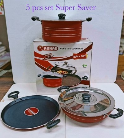 Super Saver 5pc*Dual Tawa+280mm Kdai+5ltr casserole S.S.Lid 2